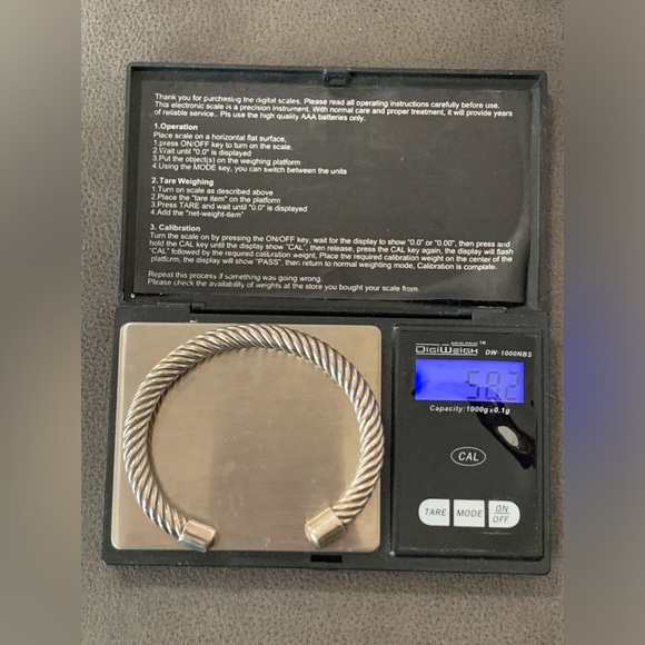 Vintage 925 Sterling Silver Heavy ( 58 g ) Twisted Rope cuff bracelet- Size 7” - Picture 8 of 9